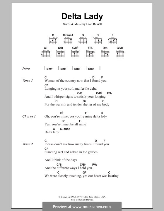 Delta Lady: Lyrics and chords by Leon Russell