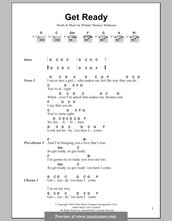 Get Ready (Rare Earth): Lyrics and chords by Smokey Robinson