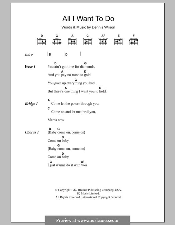 All I Want To Do (The Beach Boys): Lyrics and chords by Dennis Wilson