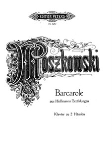 Barcarole: Version for piano by Moszkowski by Jacques Offenbach