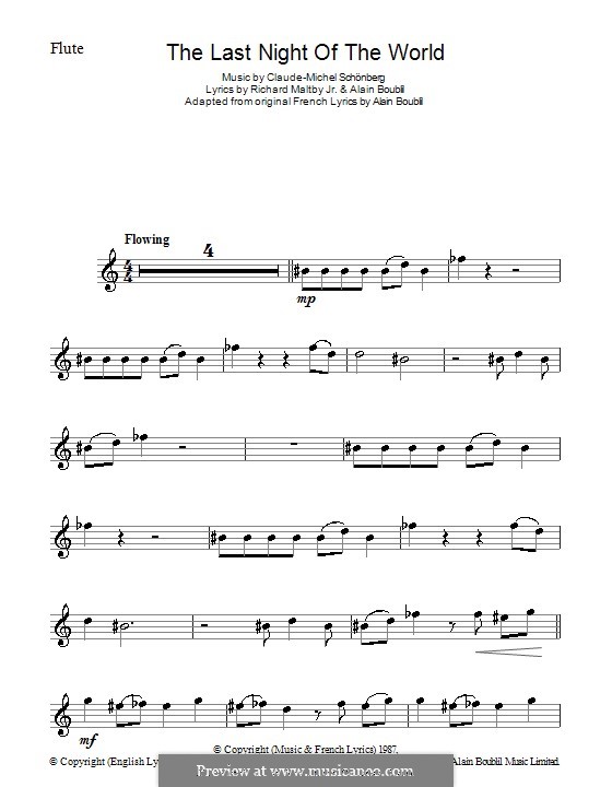 The Last Night of the World: For flute by Claude-Michel Schönberg