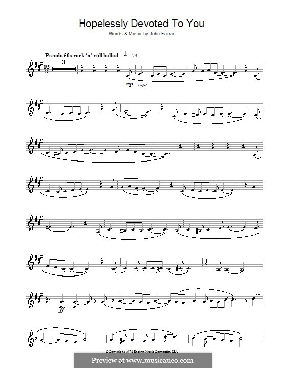 Hopelessly Devoted to You (from Grease): For clarinet by John Farrar