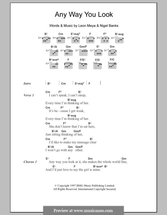 Any Way You Look (Northern Uproar): Lyrics and chords by Leon Meya, Nigel Banks