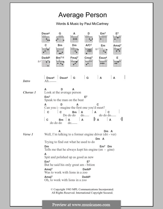 Average Person: Lyrics and chords by Paul McCartney