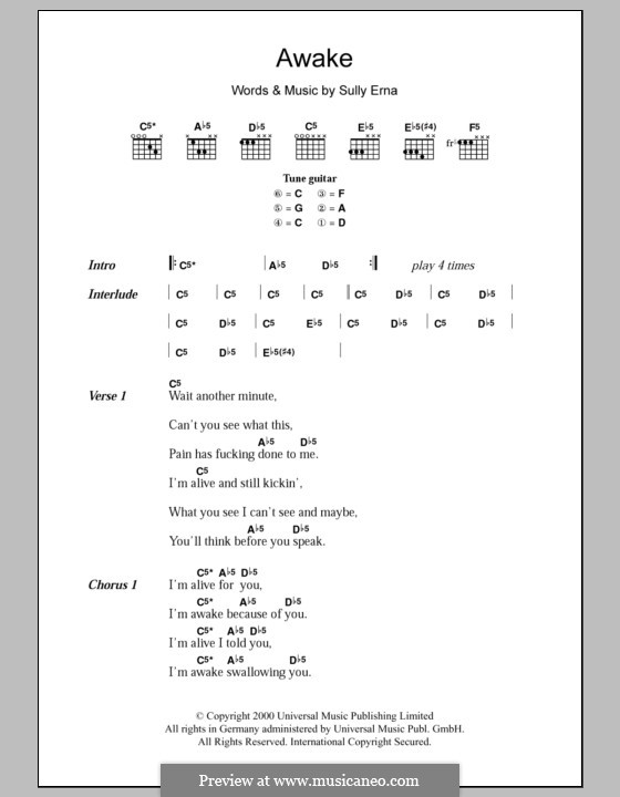 Awake (Godsmack): Lyrics and chords by Sully Erna