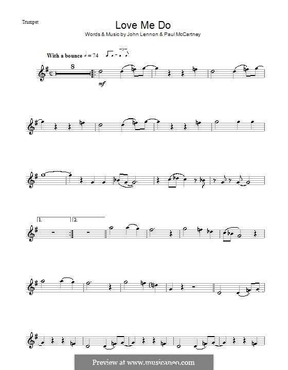 Love Me Do (The Beatles): For trumpet by John Lennon, Paul McCartney
