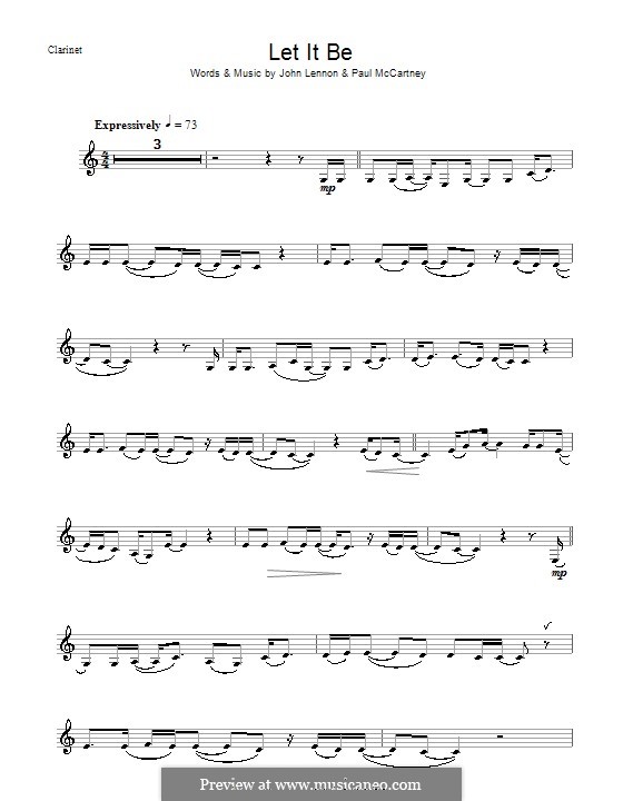 Instrumental version: For clarinet by John Lennon, Paul McCartney