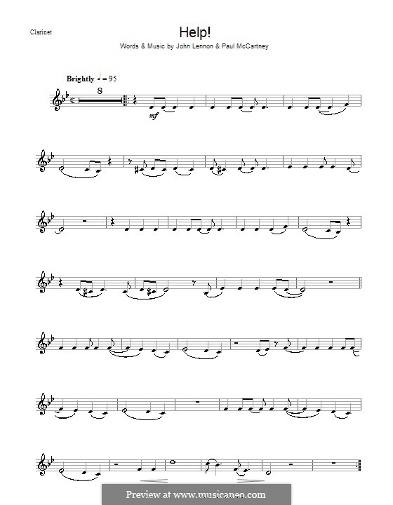 Help! (The Beatles): For clarinet by John Lennon, Paul McCartney