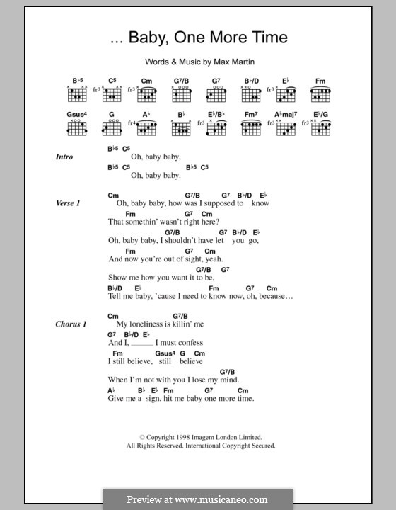 Baby One More Time (Britney Spears): Lyrics and chords by Max Martin