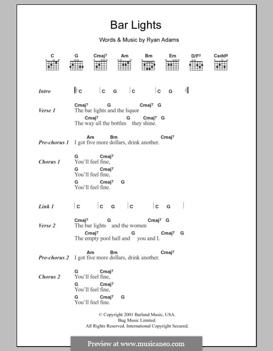 Bar Lights (Whiskeytown): Lyrics and chords by Ryan Adams