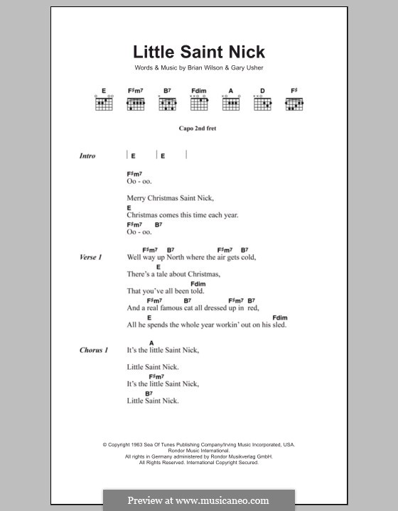 Little Saint Nick (The Beach Boys): Lyrics and chords by Brian Wilson, Mike Love