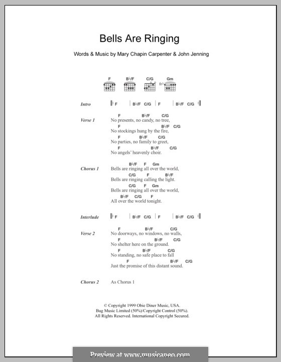 Bells Are Ringing: Lyrics and chords by John Jennings, Mary Chapin Carpenter