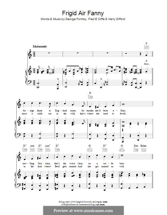 Frigid Air Fanny: For voice and piano (or guitar) by Frederick Cliffe, George Formby, Harry Gifford