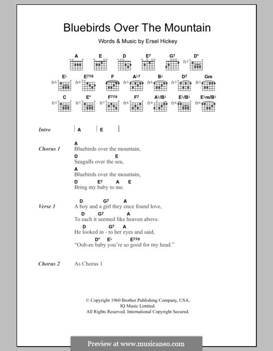 Bluebirds Over the Mountain (The Beach Boys): Lyrics and chords by Ersel Hickey