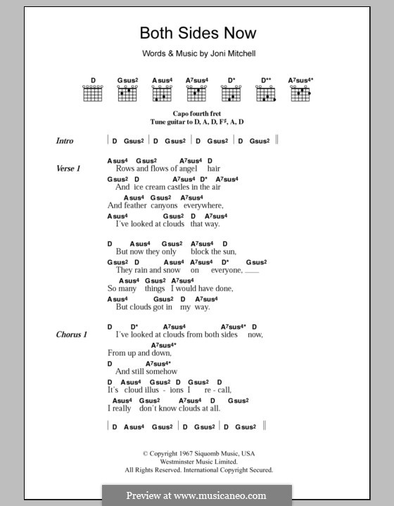 Both Sides Now: Lyrics and chords by Joni Mitchell