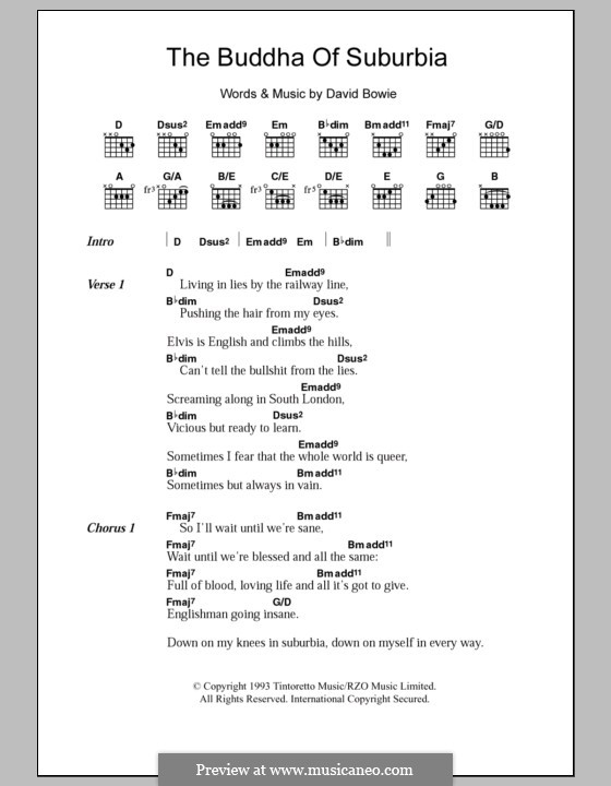 The Buddha of Suburbia: Lyrics and chords by David Bowie