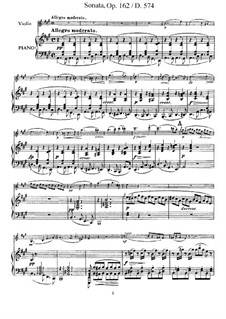 Sonata for Violin and Piano in A Major, D.574 Op.162: Score, solo part by Franz Schubert