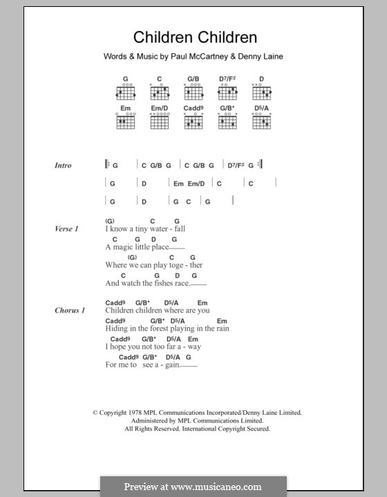 Children Children (Wings): Lyrics and chords by Denny Laine, Paul McCartney