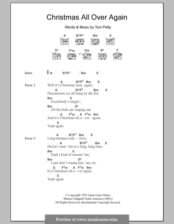 Christmas All Over Again By T Petty Sheet Music On Musicaneo