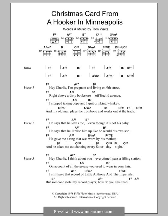 Christmas Card from a Hooker in Minneapolis: Lyrics and chords by Tom Waits