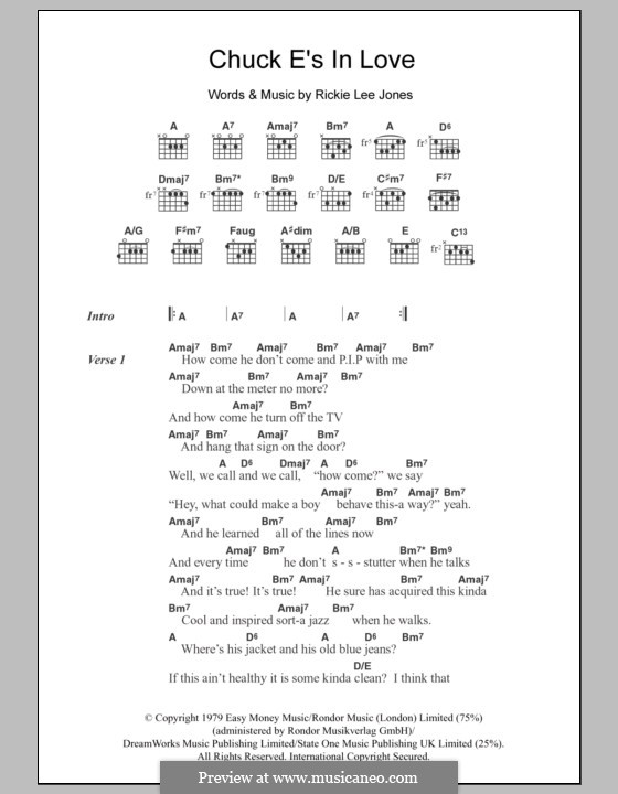 Chuck E's in Love: Lyrics and chords by Rickie Lee Jones