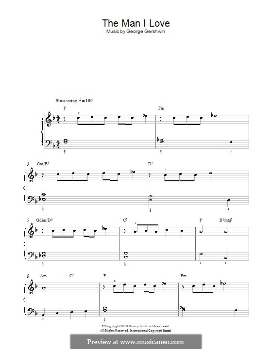 The Man I Love: For easy piano by George Gershwin