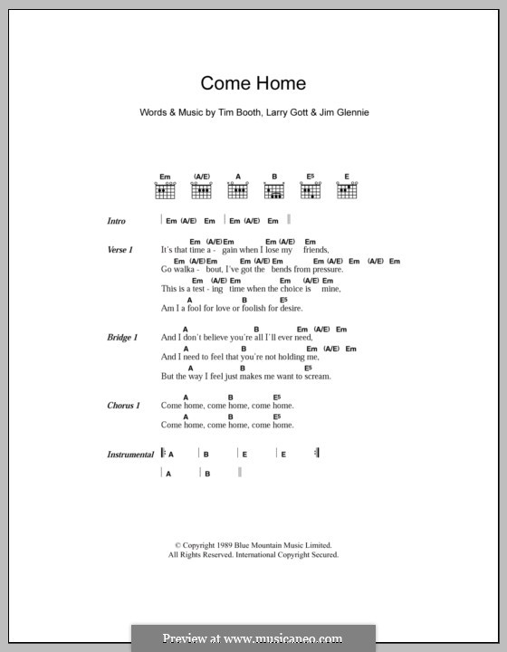 Come Home (James) by J. Glennie, L. Gott, T. Booth on MusicaNeo