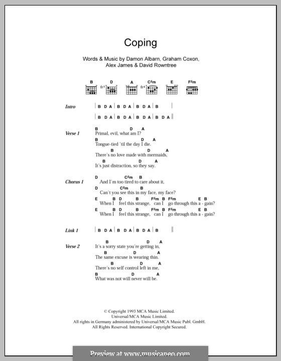 Coping (Blur): Lyrics and chords by Alex James, Damon Albarn, David Rowntree, Graham Coxon