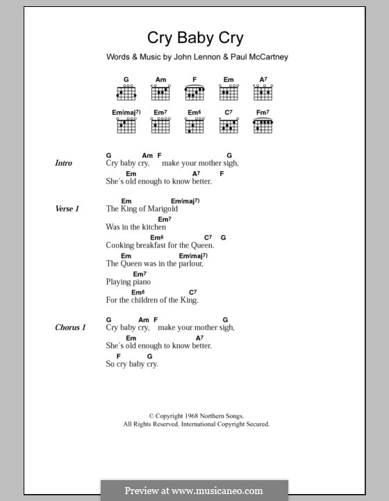 Cry Baby Cry (The Beatles): Lyrics and chords by John Lennon, Paul McCartney