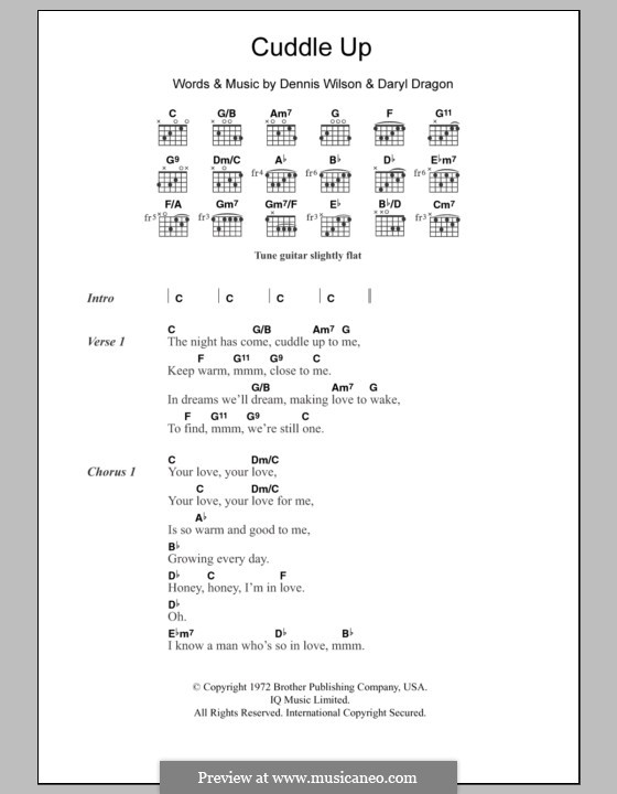Cuddle Up (The Beach Boys): Lyrics and chords by Daryl Dragon, Dennis Wilson
