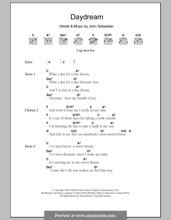 Daydream (The Lovin' Spoonful): Lyrics and chords by John B. Sebastian