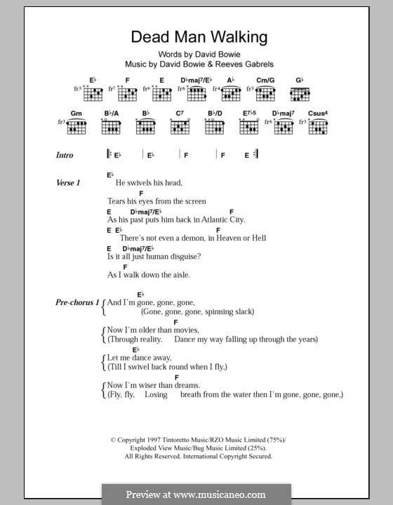 Dead Man Walking: Lyrics and chords by David Bowie, Reeves Gabrels