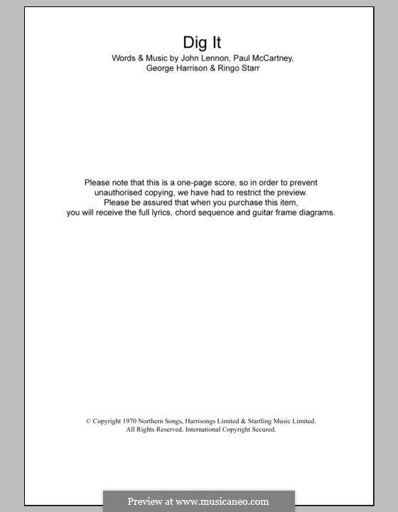 Dig It (The Beatles): Lyrics and chords by George Harrison, John Lennon, Paul McCartney, Ringo Starr