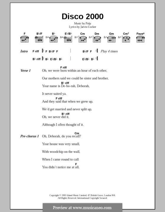 Mis-shapes by Pulp - sheet music on MusicaNeo