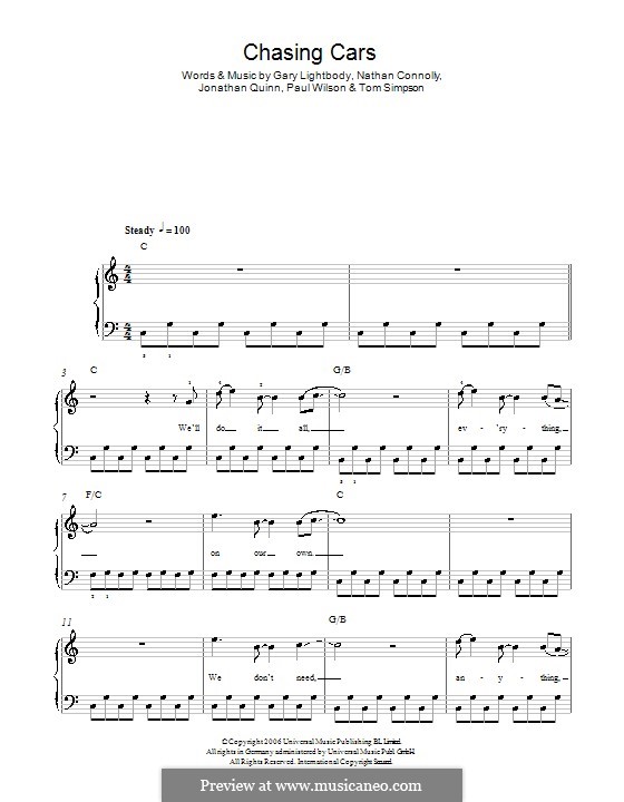 Chasing Cars (Snow Patrol): For easy piano by Gary Lightbody, Jonathan Quinn, Nathan Connolly, Paul Wilson, Tom Simpson