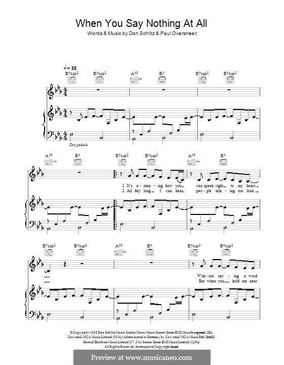 When You Say Nothing at All (Alison Krauss & Union Station): For voice and piano (or guitar) by Don Schlitz, Paul Overstreet