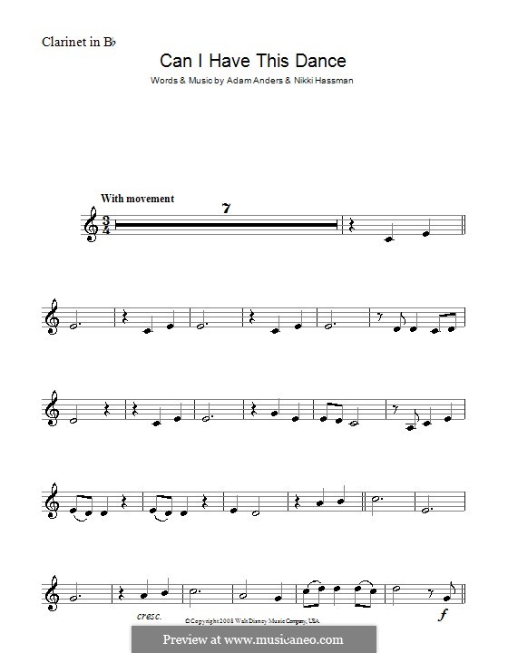 Can I Have This Dance (High School Musical 3): For clarinet by Adam Anders, Nikki Hassman