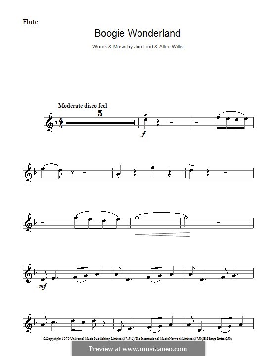 Boogie Wonderland (Earth, Wind and Fire): For flute by John Lind, Allee Willis