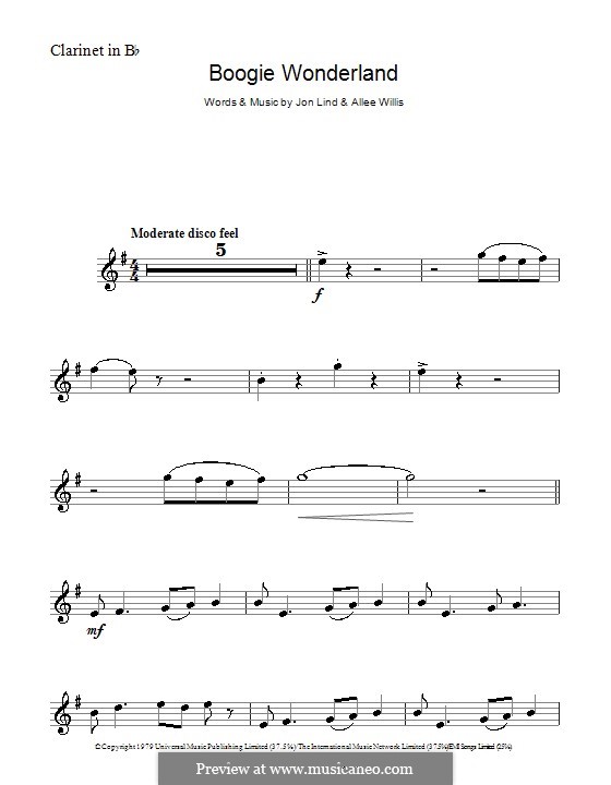 Boogie Wonderland (Earth, Wind and Fire): For clarinet by John Lind, Allee Willis