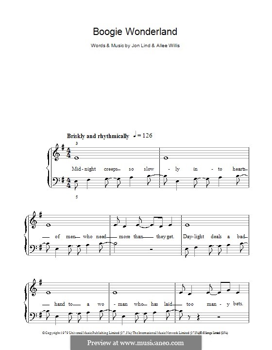 Boogie Wonderland (Earth, Wind and Fire): For easy piano by John Lind, Allee Willis