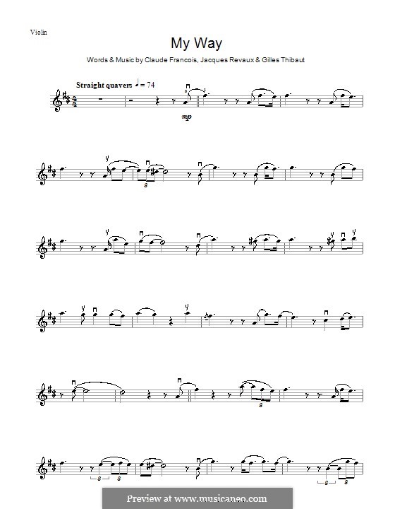 My Way: For violin (Frank Sinatra) by Claude Francois, Jacques Revaux
