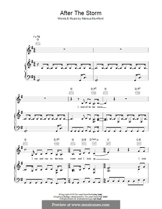 After the Storm (Mumford & Sons): For voice and piano (or guitar) by Marcus Mumford