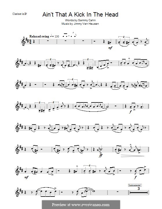 Ain't That a Kick in the Head: For clarinet (Frank Sinatra) by Jimmy Van Heusen
