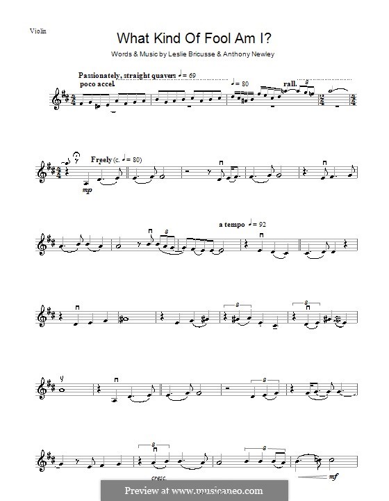 What Kind of Fool am I: For violin by Anthony Newley, Leslie Bricusse