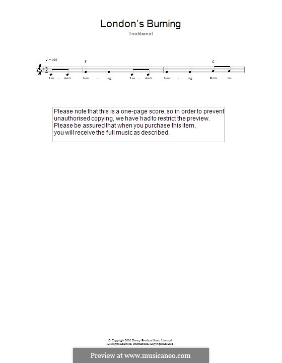 London's Burning by folklore sheet music on MusicaNeo