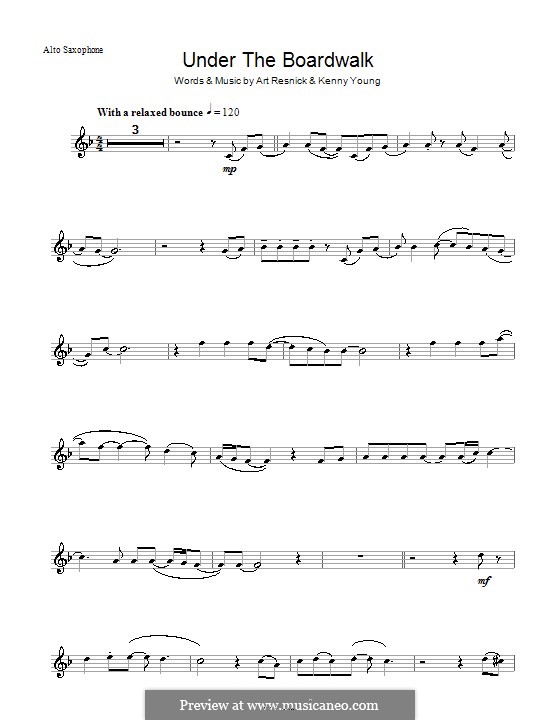 Under the Boardwalk (The Drifters): For alto saxophone by Art Resnick, Kenny Young