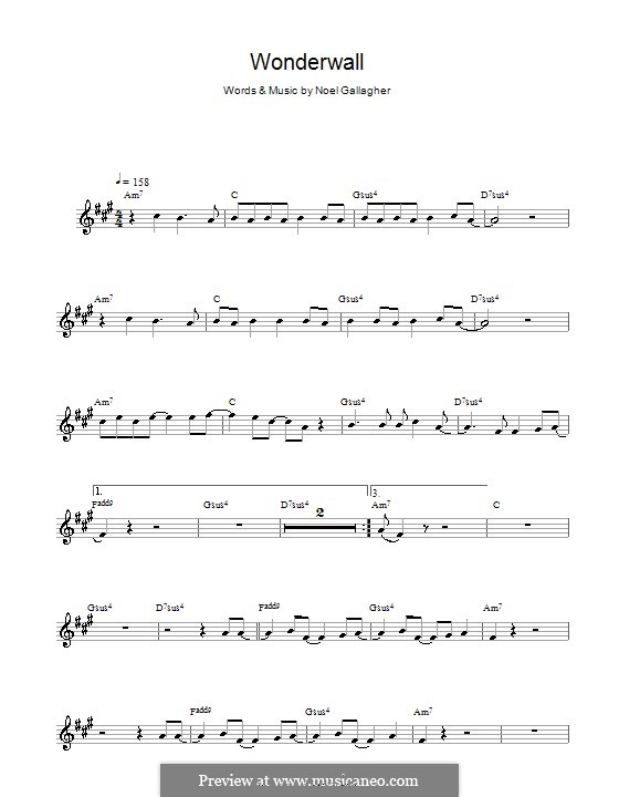Wonderwall (Oasis): For alto saxophone by Noel Gallagher