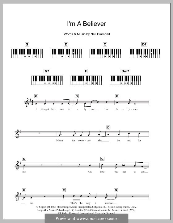 I'm a Believer: For keyboard by Neil Diamond