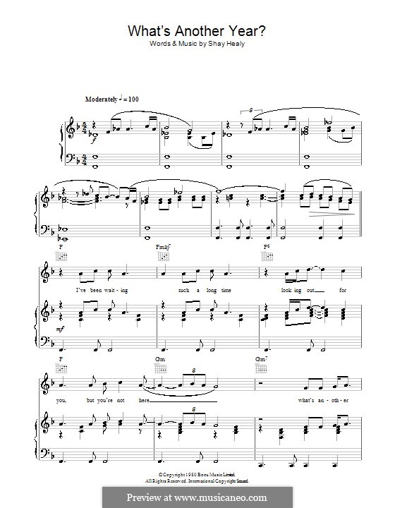 What's Another Year: For voice and piano (or guitar) by Shay Healy