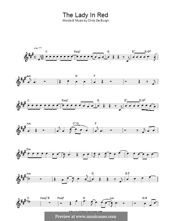 The Lady in Red: For saxophone by Chris de Burgh